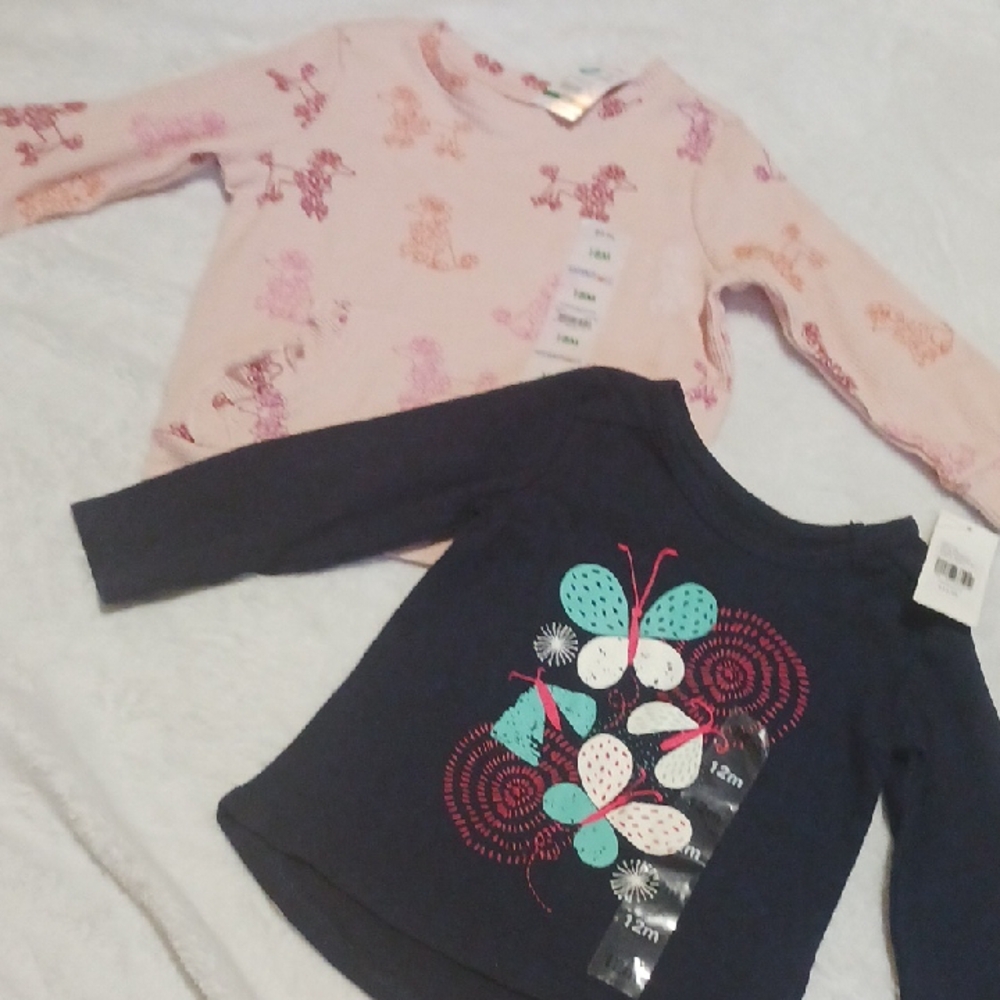 Garanimals Pink and Navy Long Sleeve Tees for Kids